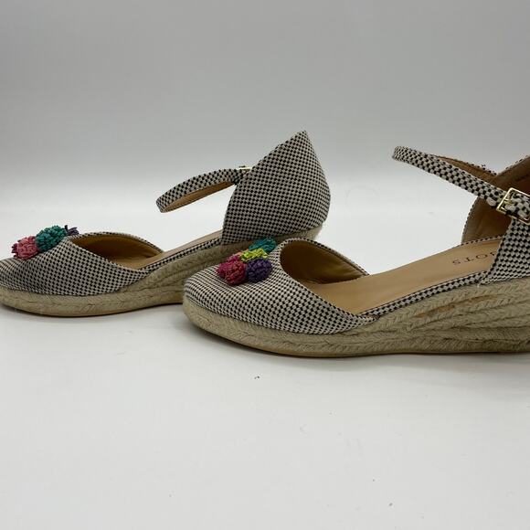 TALBOTS Wedge Two Tone Textured Floral Espadrille Heels Women's Sz 8.5 - Picture 5 of 10